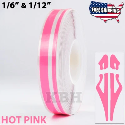 $8.44 • Buy 1/2  Roll Vinyl Double Line Pinstriping Pin Stripe Tape Sticker 12mm HOT PINK