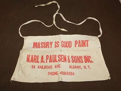 Vintage Karl A Paulsen & Sons Albany Ny Masury Paint Cloth Nail Bag Pouch  Apron • $34.99