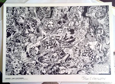 S Clay Wilson Print Hand Signed 1980 Portfolio Underground ART 158/1200 • $110