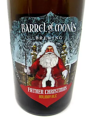 Barrel Of Monks Glass Beer Bottle Father Christmas Holiday Ale Empty US Seller • $16.93