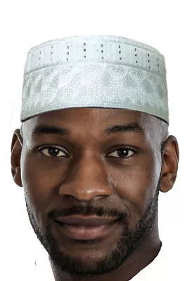 White Kofia Hat African Embroidered Kufi Cap • $15.99