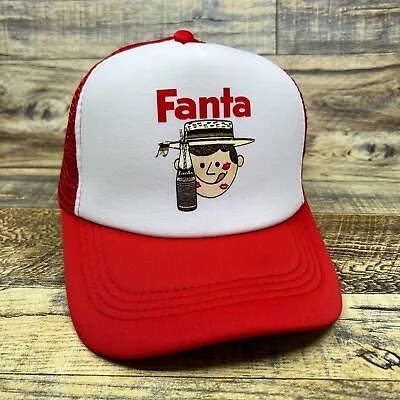 Vintage Fanta Mens Trucker Hat Red Snapback Retro European Logo 50s Ball Cap • $19.99