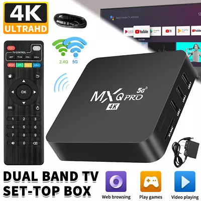 MXQ Pro 4K Ultra HD 64Bit WIFI Android 10.0 Quad Core Smart TV Box Media Player • $22.98