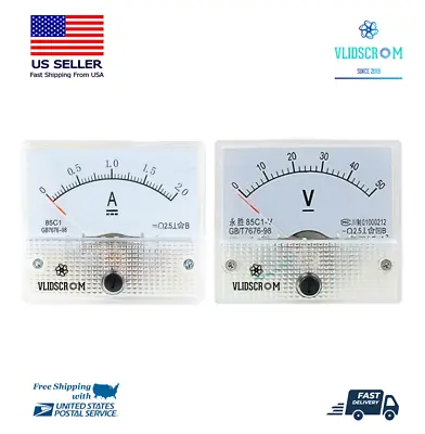 Analog Panel AMP VOLT Current Ammeter Voltmeter Voltage Gauge 10A 50V DH-670 DC  • $12.99