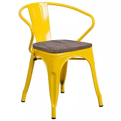 Flash Furniture Luna Contemporary Metal/Wood Dining Chair Yellow (CH31270YLW) • $144.72