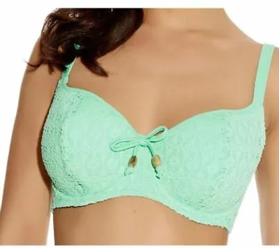 Freya Spirit Mint Green Underwired Bikini Top Crotchet Swimwear • £16.99