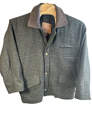 Urban Equipment Country Coat Jacket Wool Houndstooth Leather Collar Men’s Medium • $48.99