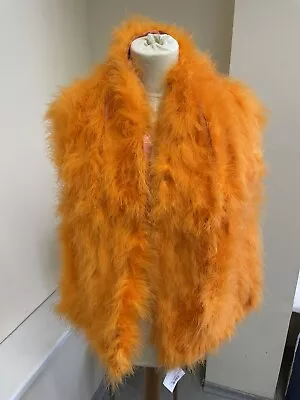 Codello Orange Large Ostrich Real Feathers Bolero Jacket Scarf Shawl Stole New • $25