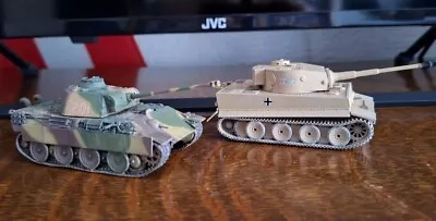 Built And Painted Panther & Tiger Tanks 1/72 WW2 • £14.99