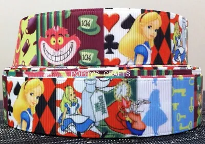 25mm Wide ALICE IN WONDERLAND GROSGRAIN RIBBON - 1 YARD - Crafts Cake Decoration • £1.89