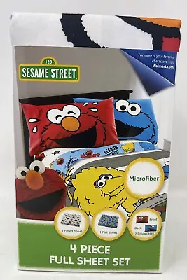 Sesame Street 4-piece Full Sheet Set Elmo Cookie Monster Big Bird Squad - NEW • $50