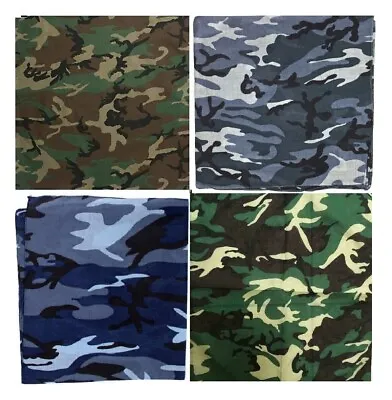 Woodland Camo Cotton Bandana - 100% Army Camouflage Military Neckerchief Scarf • £3.50