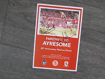 Farewell Ayresome Park Middlesbrough Football 2014 Multi Signed 9 Reunion Menu • £19.99