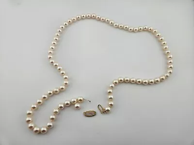 Vintage 6mm CULTURED SALTWATER PEARL  14K Gold 20  Necklace BROKEN • $52.50