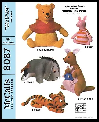 McCall's # 8087 Pattern Pooh Piglet Tigger Eeyore Kanga Roo Stuffed Animal Toy  • $5.99