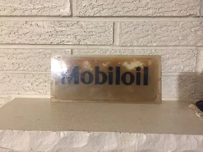 Vintage Mobiloil Glass Pump Sign 10.75  X  4.75 • $44.95