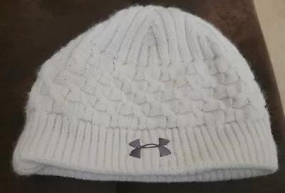 Under Armour UA Lined Off White Knit Beanie Hat Cap Womens One Size • $7