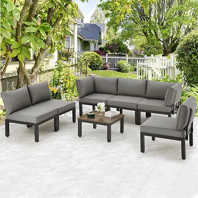 7 Pieces Outdoor Sectional Sofa Patio Furniture Set Metal Dining Sets 3 Colors • $599.99