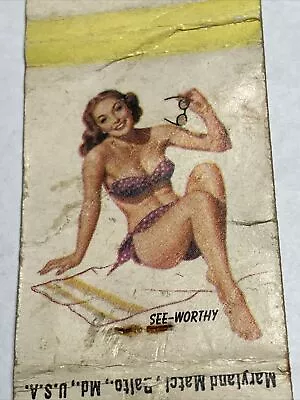 Matchbook Cover  Pin Up Swimsuit Girl  Tavern Astoria Long Island New York￼ • $4.88