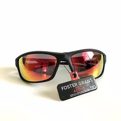 Foster Grant Mens Active Red Mirror Black Sunglasses Mens UVA UVB Protection • $9.99