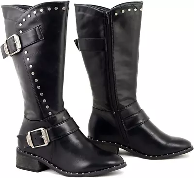 Milwaukee Leather MBL9423 Women's Black Studded Boots With Outsole  • $125.99