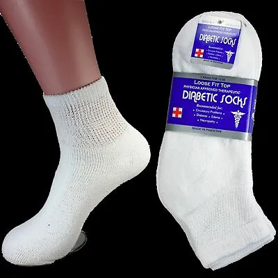 12 Pairs Diabetic Ankle Quarter Crew Socks Health Cotton Men Women Circulatory • $18.49