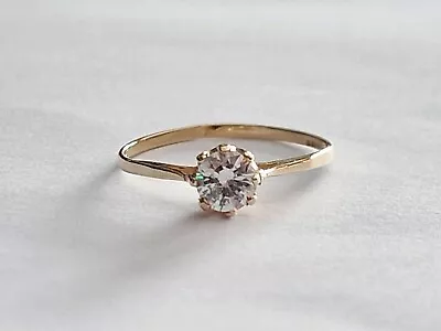 9ct Gold Solitaire CZ Ring Size Q1/2 9k Engagement Ring 1.2 Grams • £35