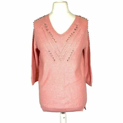 £9.99 • Buy RIVER ISLAND Womens Jumper Size 12 UK Boxy Pink Knit Angora Blend Jewellery
