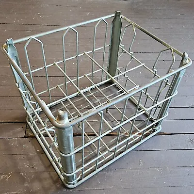 Vintage All Metal Divided 6 Half Gallon Farm Dairy Stackable* Milk Crate - NICE! • $54.50