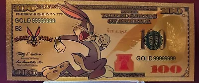 (1) Looney Tunes Bugs Bunny 24k Gold Foil Plated Bank Note  Collectible • $16