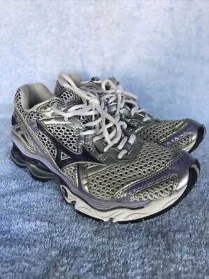 Mizuno Wave Creation 12 Silver Purple Gray Running Athletic Shoe Women's Sz 6.5 • $29.95