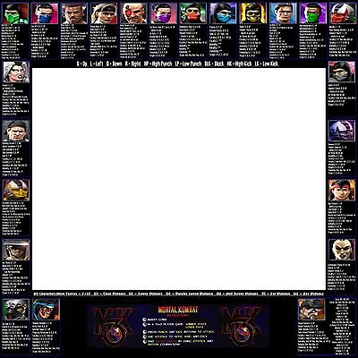 Mortal Kombat 3 Arcade Moves List Bezel Panel Artwork Art CPO Midway MK3 Midway • $39
