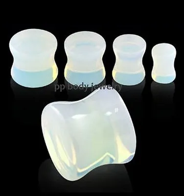 PAIR Of Size 8g 6g 4g 2g 0g 00g Organic Opalescent Stone Saddle Ear Plugs • $5.71