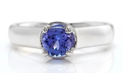 .85 Carat Natural Blue Tanzanite And Diamonds In 14K Solid White Gold Ring • £700.82