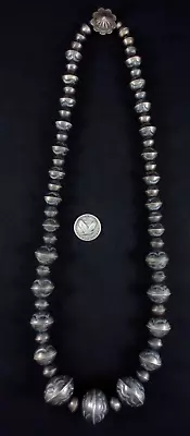 Vintage Navajo Necklace - Sterling Silver Navajo Pearls - 30½   92g = 3.2oz • $259