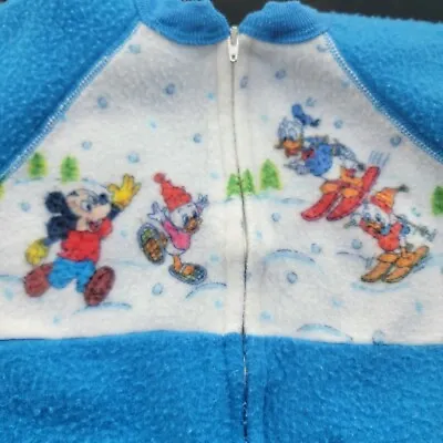 Vtg Mickey Donald Huey Dewey Louie Fleece Footed One Piece Sleeper Pajamas Small • $9.99