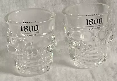 2 “1800” Brand Tequila 3d Glass Skull Shotglasses Rare Cantina/bar/pub Promo • $22.25