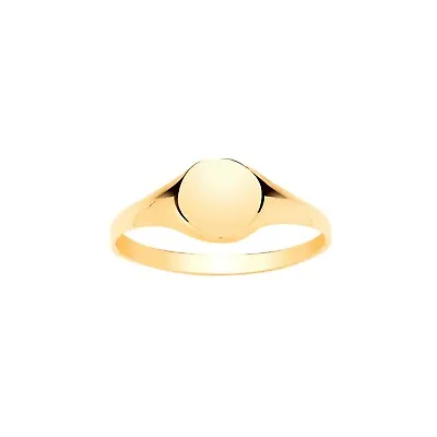 £49.99 • Buy Solid 9ct Yellow Gold Plain Round Signet Ring 375 Ladies Children's Pinky Rings
