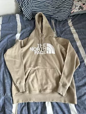 The North Face Men’s Blank Hoodie Sz L Beige Spell Out Logo Pullover Hoodie • $19.99