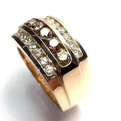 3CT Round Lab Created Chocolate & White Diamond Men's Ring 14K Rose Gold Plated • $99