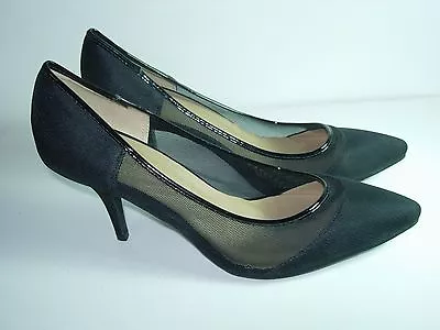 Womens Black Net Evening Career Comfort Wedding Pumps Heels Shoes Size 10 M • $18.99