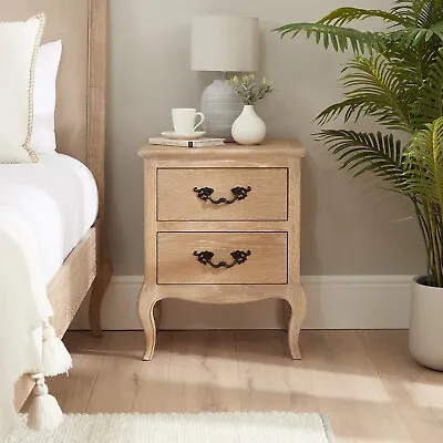 Lille French White Wash Oak Two Drawer Bedside Table • £199