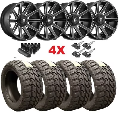 20 Fuel Contra Black Milled Wheels Rims Tires 33 12.50 20 Mt Mud Tires Ford F150 • $2695