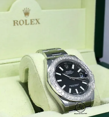 Rolex Datejust II 116300 3.25 CT Diamonds Bezel Black Dial Steel Box/Papers Mint • $12250