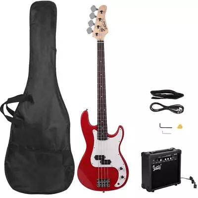 Glarry GP 4 Strings Electric Bass Guitar Bass Set With 20W AMP Red • $94.99