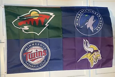 Minnesota Vikings Wild Timberwolves Twins  (4) LOGO Sports Teams Flag (3X5) • $23.95