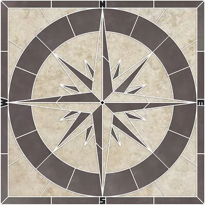 Porcelain Tile Square Captain's Compass Rose Mosaic Medallion - CHOOSE YOUR SIZE • $1895