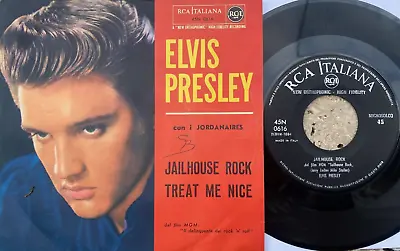 ELVIS PRESLEY 'JAILHOUSE ROCK' ITALY RCA 7  45rpm W/PS (1st PRESS BLUE ON BACK) • $39