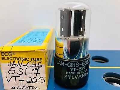 JAN CHS Sylvania VT-229 6SL7GT 2 Hole Mil Spec Black Plate Tested Strong Tube • $38.45