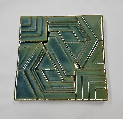 1992 Motawi Tileworks Frank Lloyd Wright Olive Hill Tile Art Abstract Green 6x6 • $49.99